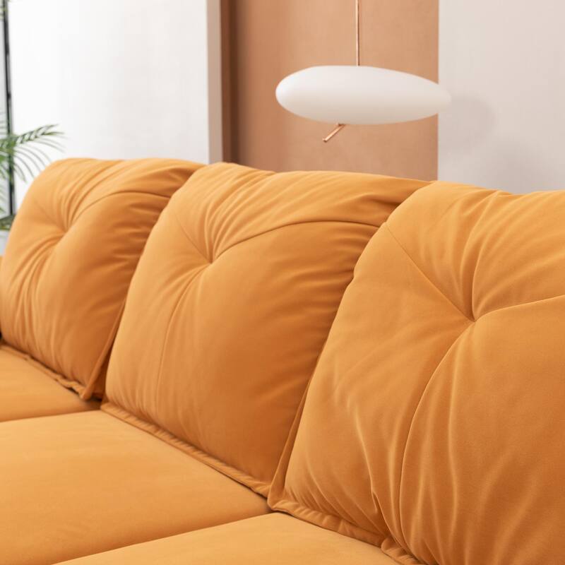 Orange 102.34" 3-seater Sofa with Remove Pillowcase and Remove Backrest for Living Room