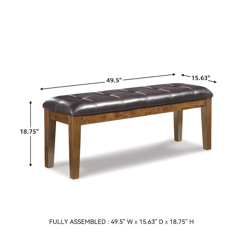 Signature Design by Ashley Ralene Brown Leatherette Dining Bench - 49.75" W x 16.25" D x 18.5" H
