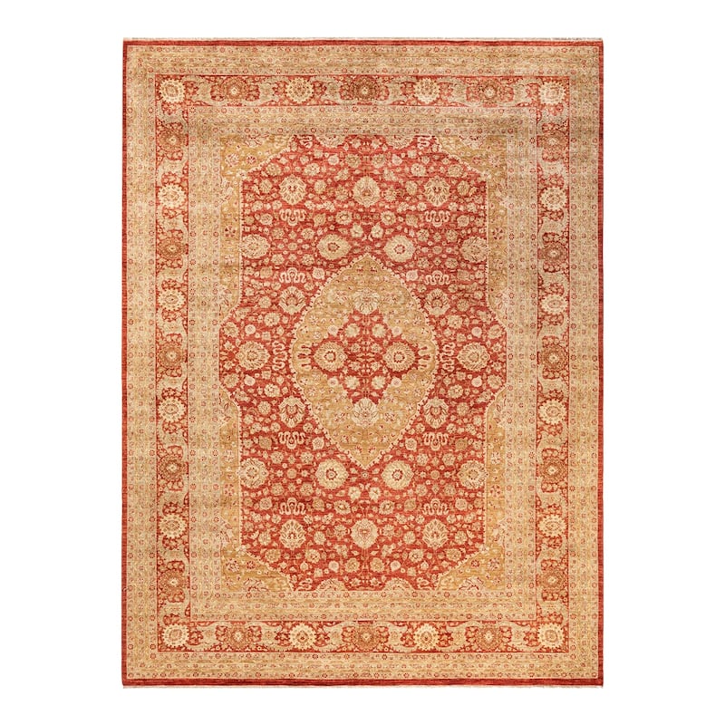 Overton Hand Knotted Wool Vintage Inspired Traditional Mogul Orange Area Rug - 9 x 12