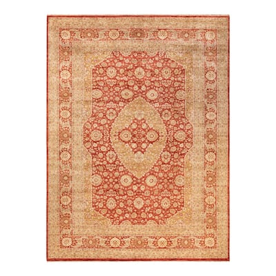 Overton Hand Knotted Wool Vintage Inspired Traditional Mogul Orange Area Rug - 9 x 12