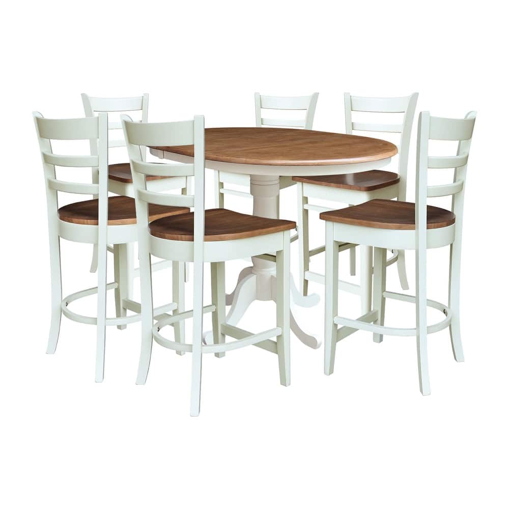36" Round Extension Dining Table With Emily Counter Height Stools