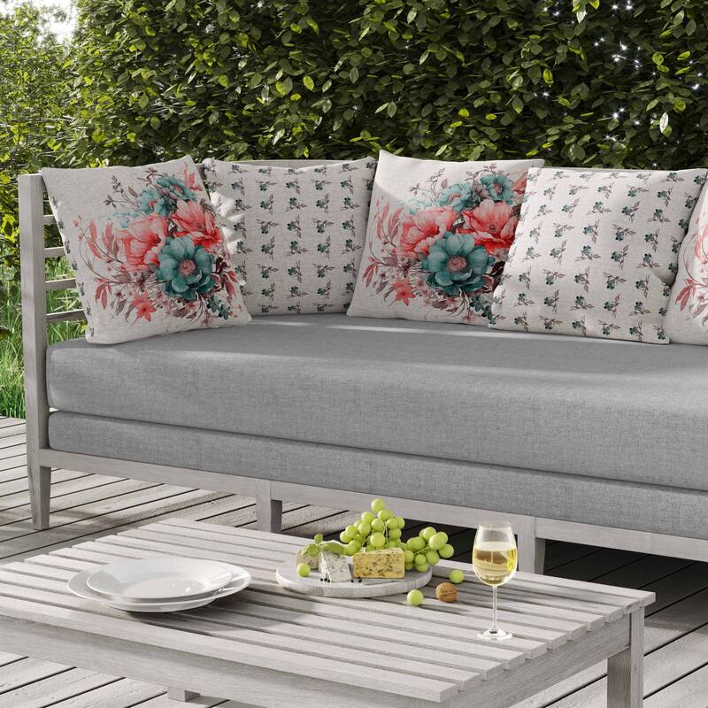 Blossom Burst Indoor/Outdoor Reversible Throw Pillow Red and Green