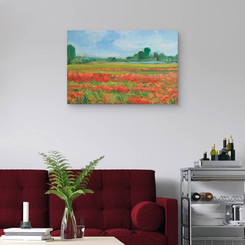 Living Coral Poppy Field by Alexi Fine Canvas Art Print