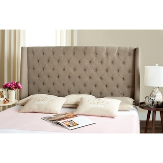 SAFAVIEH London Taupe Upholstered Tufted Wingback Headboard (Full)