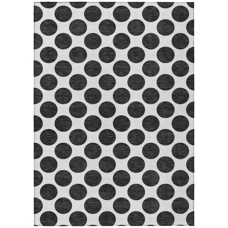 Machine Washable Indoor/ Outdoor Polka Dots Chantille Rug