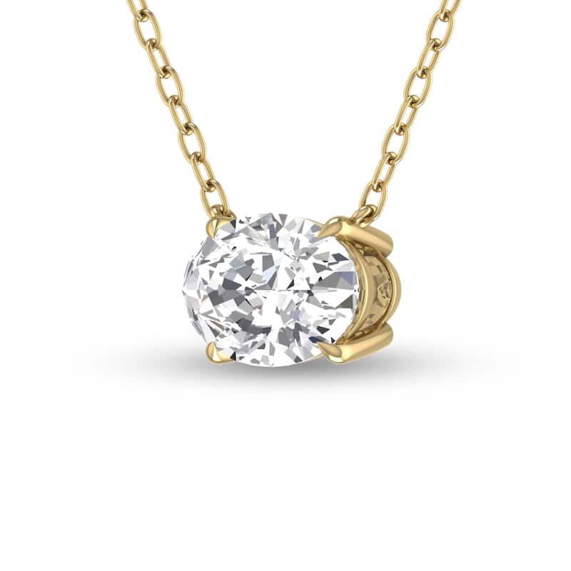 Marquee Lab Grown 3/4 CTW Floating Oval Diamond Solitaire Pendant in 14K Yellow Gold