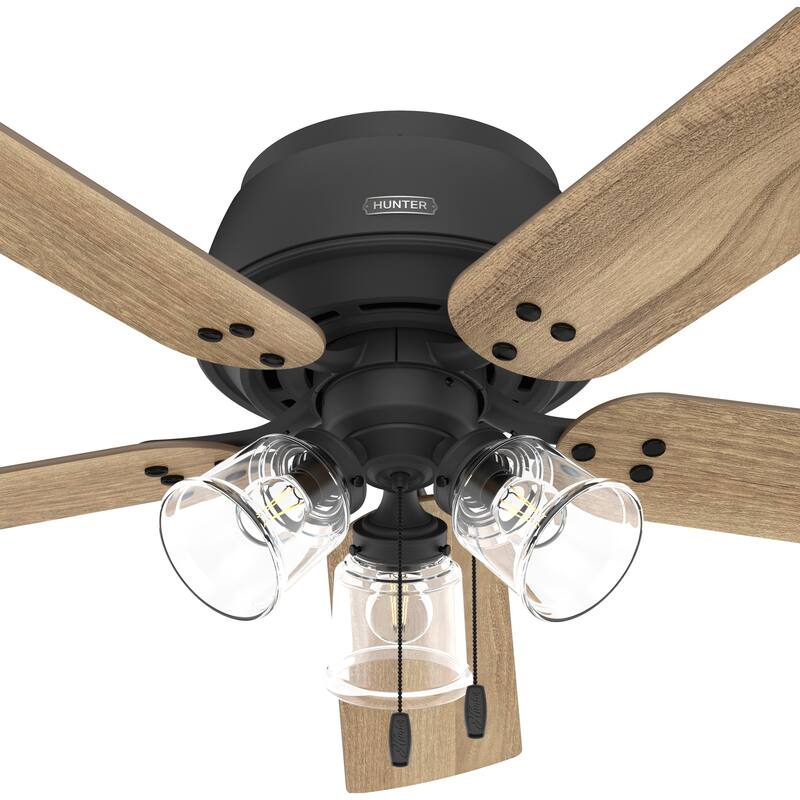Hunter 52" Shady Grove Ceiling Fan with LED Light Kit/ Pull Chain, Standard or Flush Mount - Casual, Transitional