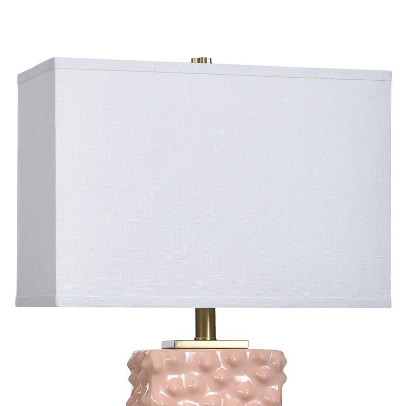 Tamara Day for Stylecraft Edmund Table Lamp - Polished Brass & Pearl Blush - Off-White Shade