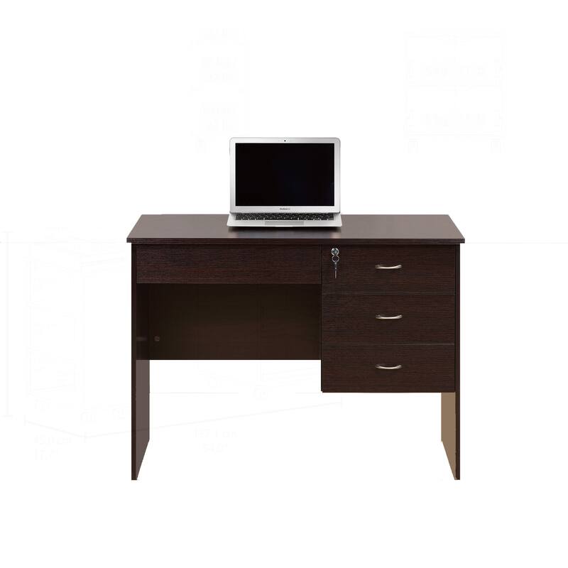 Versatile Student Desk with Locking Drawers and Metal Handles