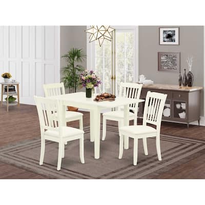HomeStock 5-Pc Linen White Finish Solid Wood Top - Dining Room Set - Seats 4