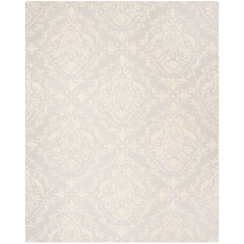 SAFAVIEH Handmade Blossom Lollie Modern Floral Wool Rug - 9' x 12' - Light Grey/Ivory