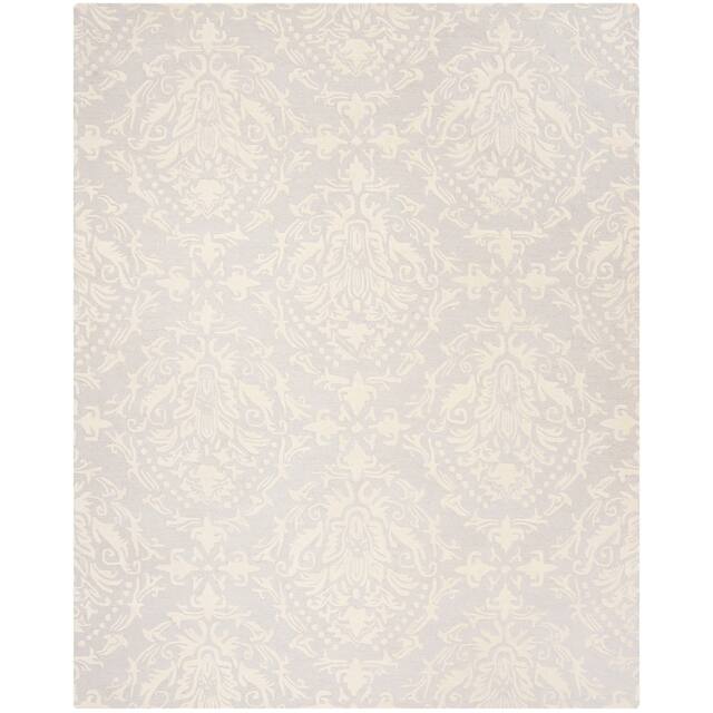 SAFAVIEH Handmade Blossom Lollie Modern Floral Wool Rug - 10' x 14' - Light Grey/Ivory