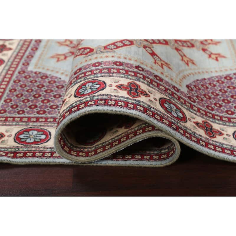 Vegetable Dye Geometric Aubusson Oriental Wool Area Rug Hand-knotted - 4'7" x 7'1"