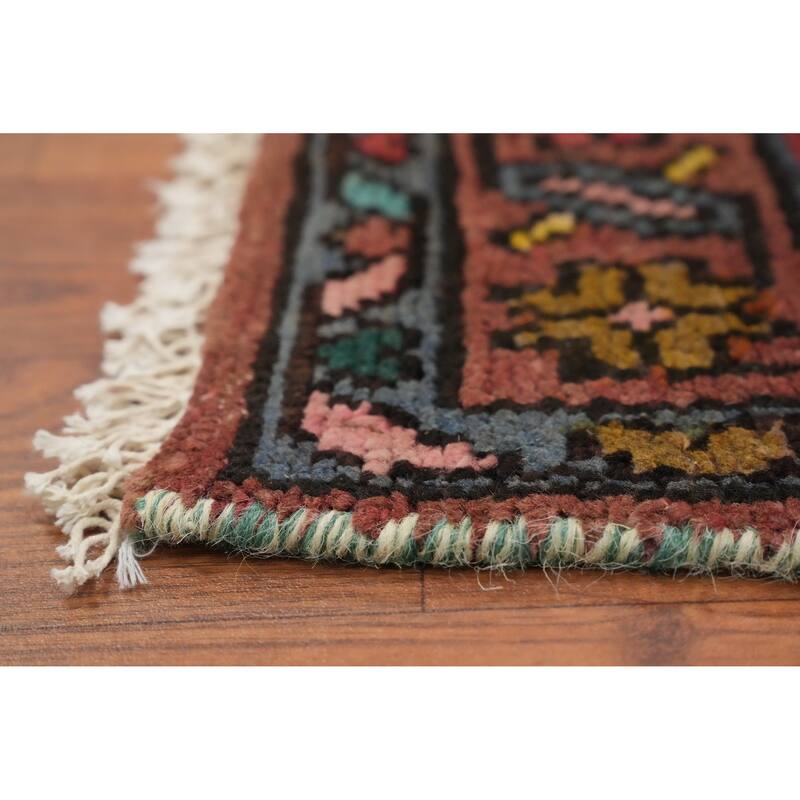 Hand Knotted Oriental 100% Wool Carpet Traditional Floral Oranges & Rust Lilian Runner Rug - 10' 6'' X 3' 5''