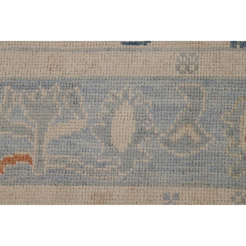 Vegetable Dye Beige Oushak Turkish Rug Hand-Knotted Wool Carpet - 5'2"x 7'0"