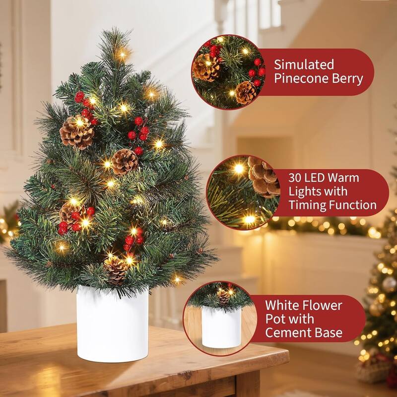 2 Ft Tabletop Mini Christmas Tree for Xmas Decor - 2 ft