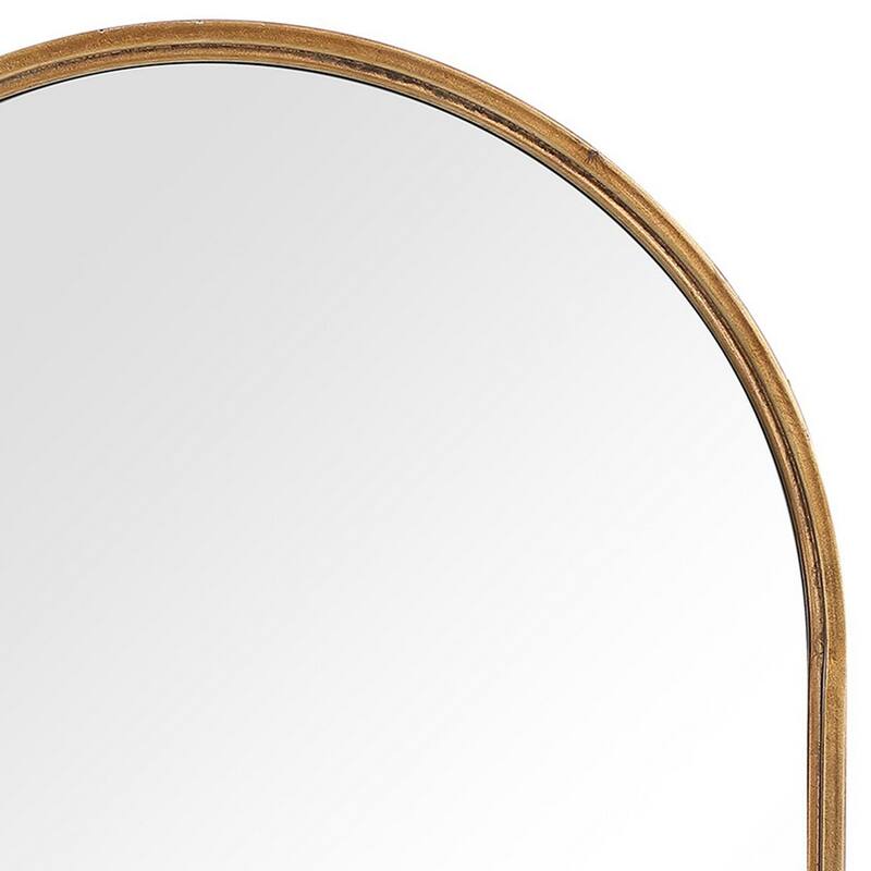 39 Inches Arched Top Metal Frame Accent Mirror, Gold