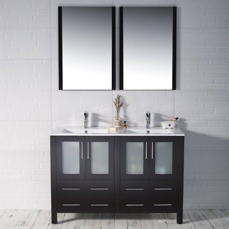 Blossom 48" Double Sink Bathroom Vanity with Ceramic Tops & Mirrors