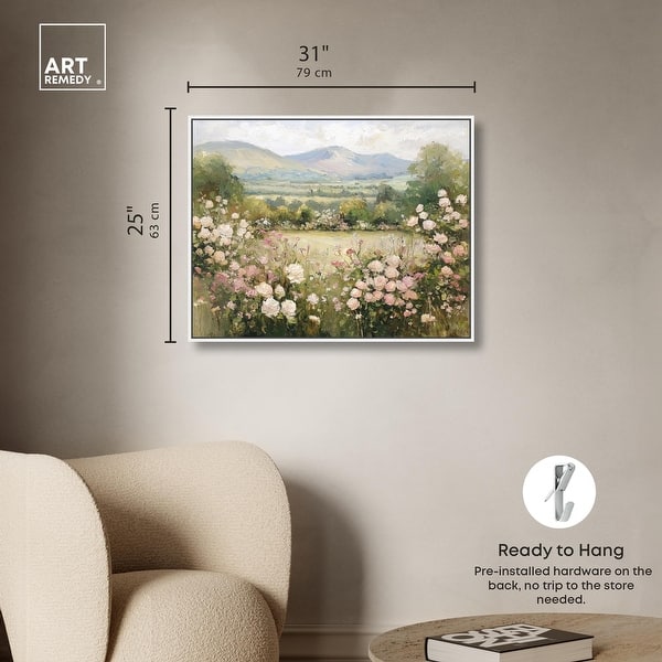 dimension image slide 4 of 16, Valley in Bloom Farmhouse Art Framed Canvas Print by Art Remedy