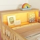 preview thumbnail 8 of 11, Twin Size Loft Bed with LED and Bookshelf,2-step Stairs,Drawers and Shelves,Solid Wood Sturdy Frame