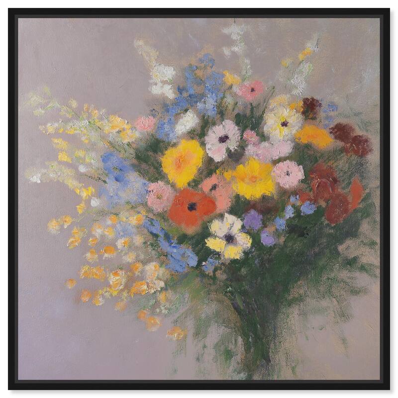 Meadow Flowers Canvas by Art Remedy - 20" x 20" - Black