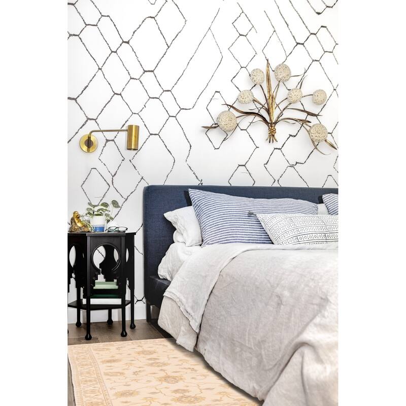 ECARPETGALLERY Hand-knotted Finest Oushak Ivory Wool Rug - 3'2 x 4'11