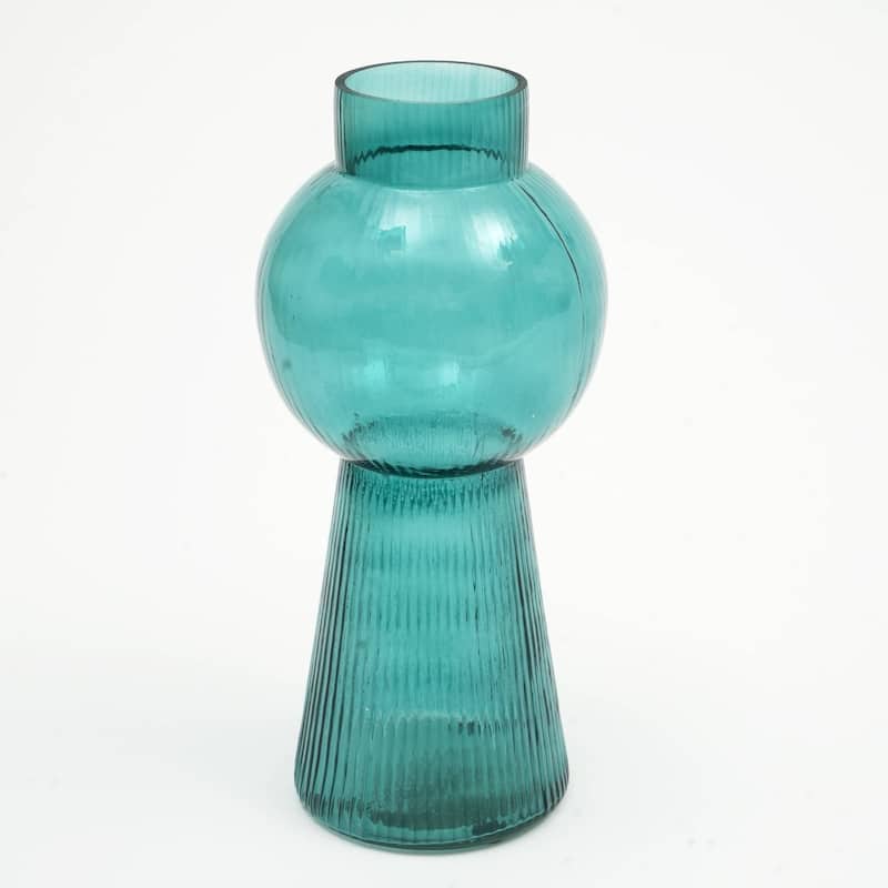 Modern Funnel Flare Glass Vase - 5x12 Inch Large Tall Vase for Floral Arrangements & Stylish Decor