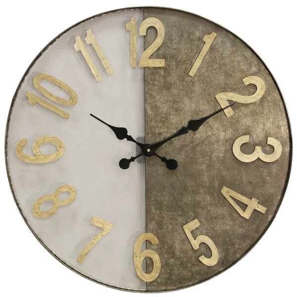 StyleCraft SC-WC2125 24" Metal and Mesh Analog Clock - Wire and Galvanized