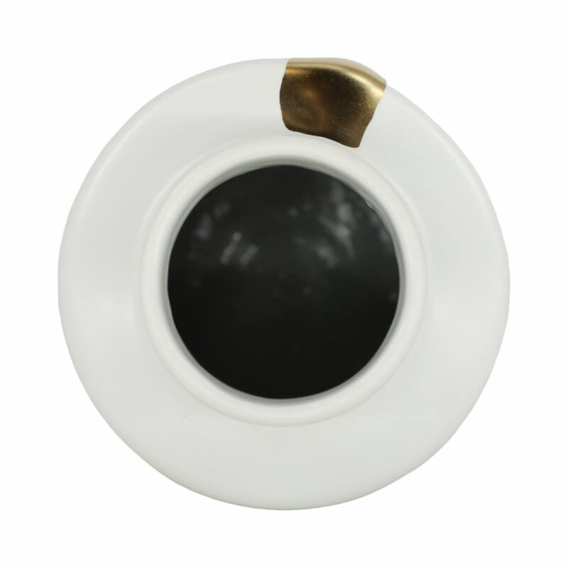 Sagebrook Home Procida White Porcelain Vase with Gold Abstract, Pretty Piece of Decor