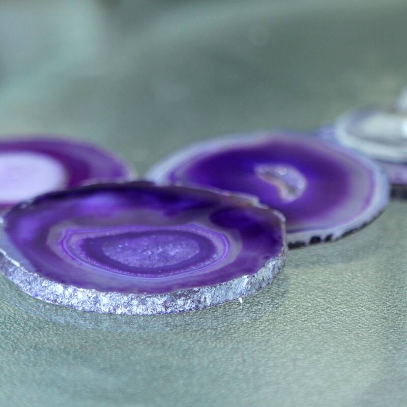 Novica Handmade Lilac Water Drops Agate Coasters (Set Of 4)