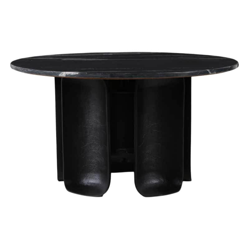 Marble Coffee Table Round Sculptural Pedestal - 30" Black - 30.0"