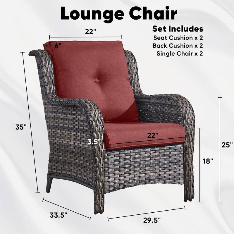 Gymojoy Wicker Patio Club Chairs with Olefin Weather-Resistant Cushions