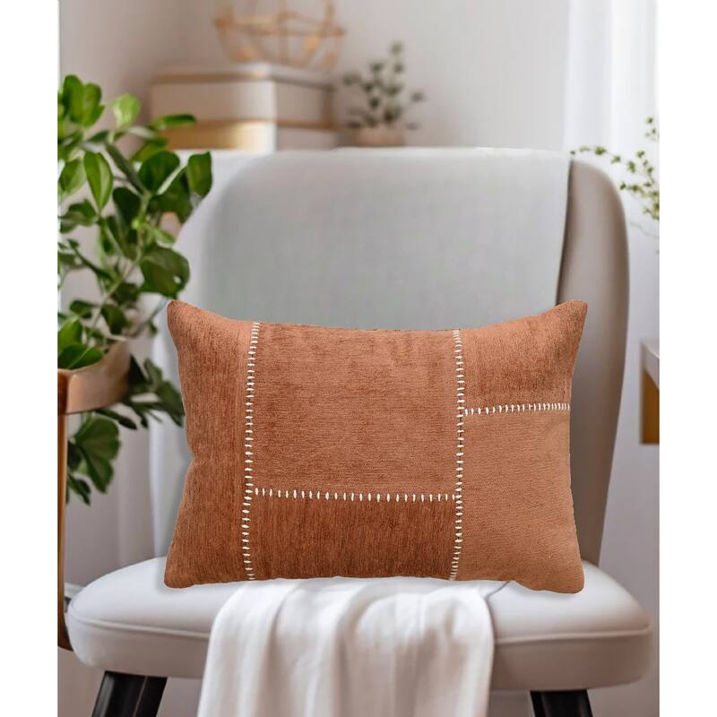Vibhsa Baltic Cut and Sew Rice Stitched Throw Pillow, 14" x 24"
