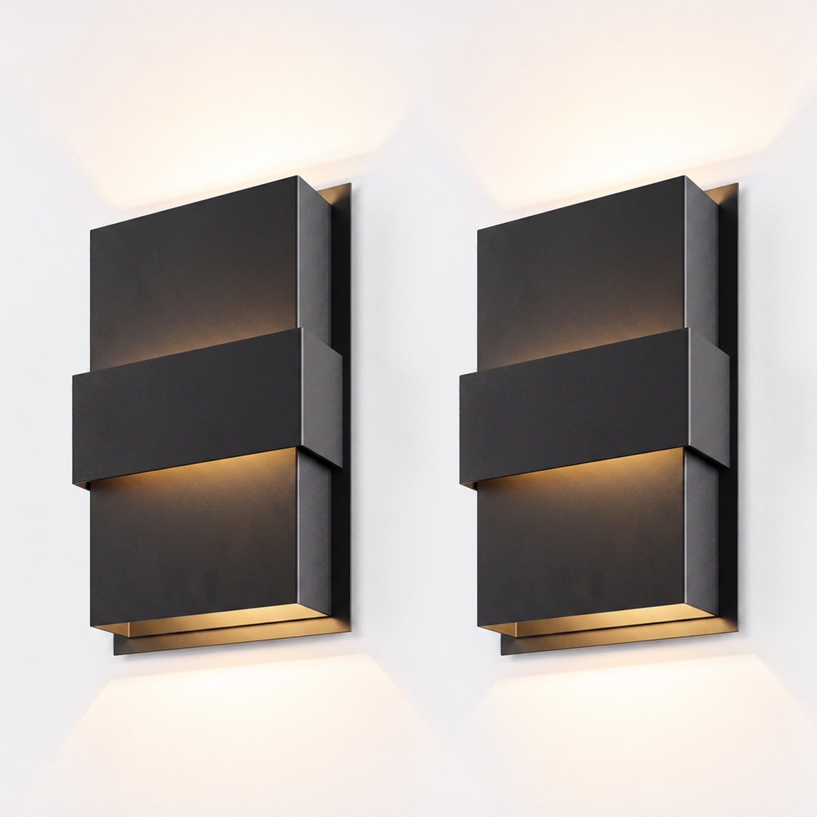 11.81 Inch 5CCT LED Exterior Wall Lights, Up & Down Modern Porch Sconce - 2PACK