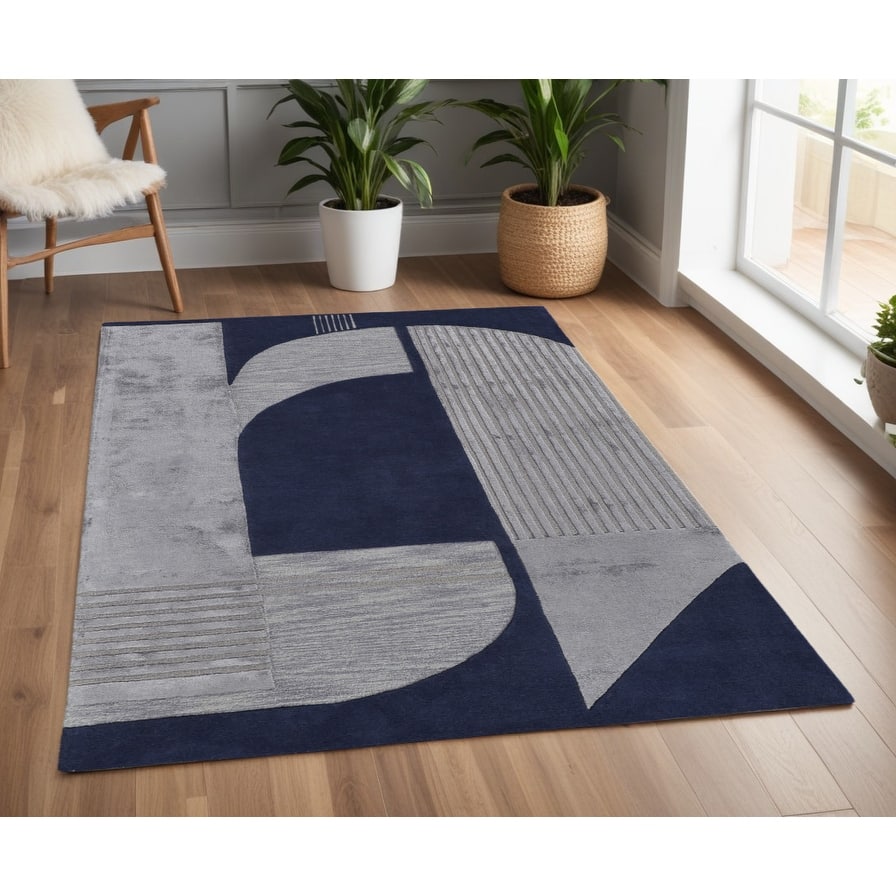 Vuno Hand Tufted Geometric Modern Soft Durable Area Rug By HomeRoots - 4' x 6'
