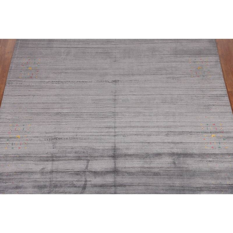 Gray Gabbeh Oriental Area Rug Handmade Wool Carpet - 8'2" x 9'8"