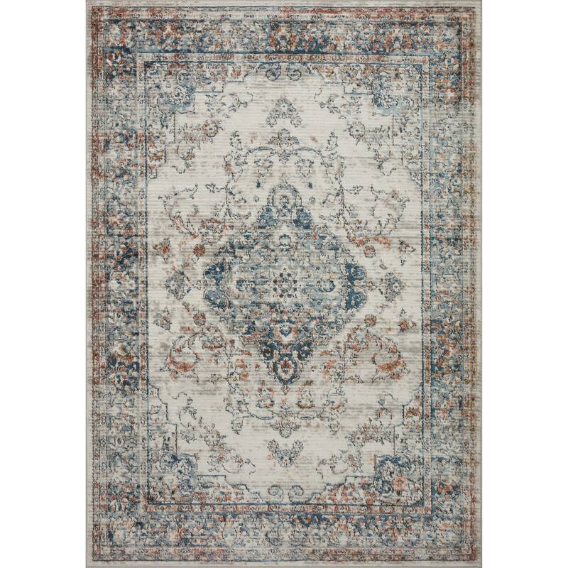 Alexander Home Charlotte Transitional Distressed Medallian Area Rug - 6'-7" x 9'-2"