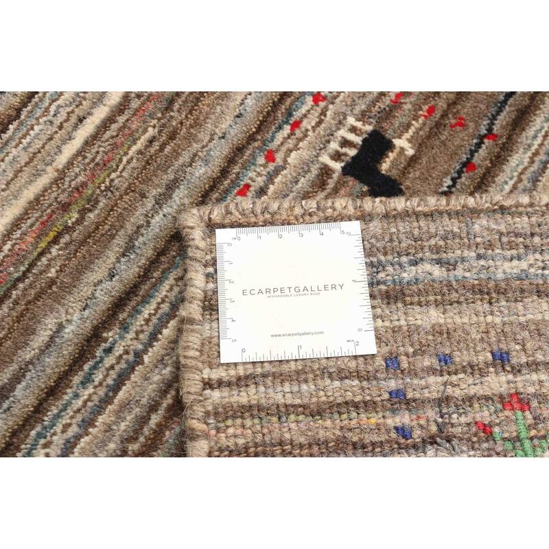 ECARPETGALLERY Hand Loomed Kashkuli Gabbeh Brown Wool Rug - 3'2 x 4'7