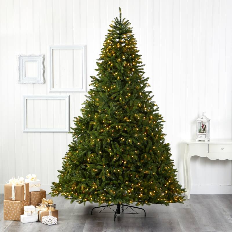 9ft. Spruce Look Artificial Christmas Tree with 1000 Clear LED Lights and 4443 Tips - Towering Elegant Holiday X-Mas Centerpiece