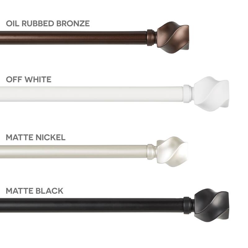 ATI Home Twist 1" Adjustable Window Curtain Rod and Finial Set