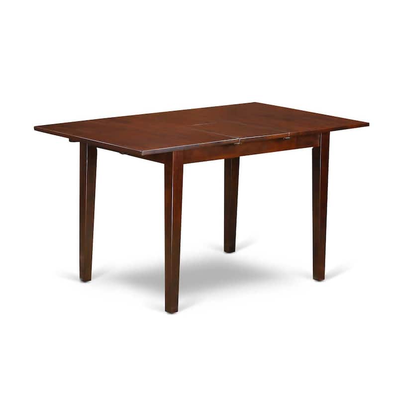 HomeStock 3-Pc Mahogany Finish Rectangular Solid Wood Top With Butterfly Leaf Dining Table Set