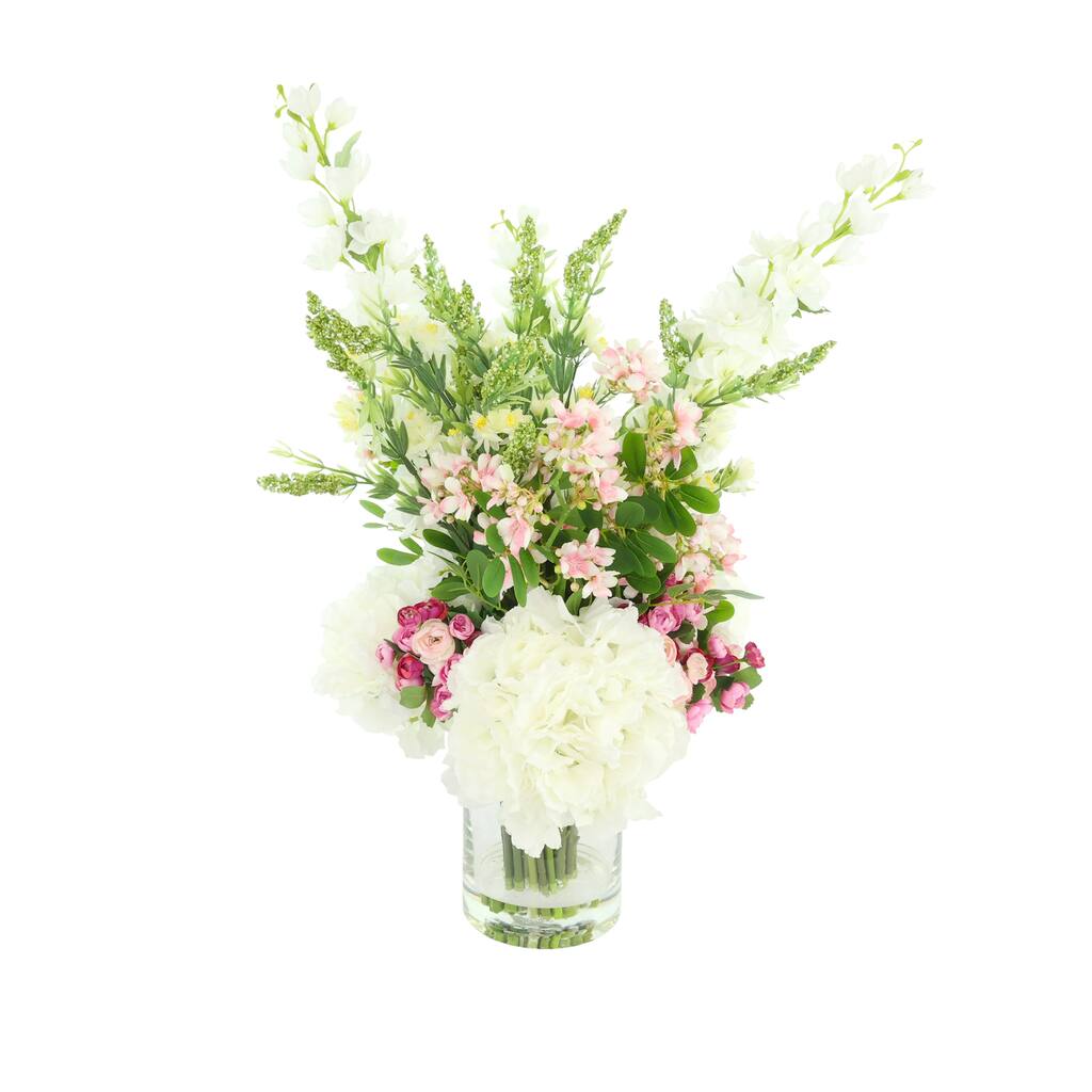 Faux Floral with Wild Heather, Hydrangeas, and Delphinium - 25