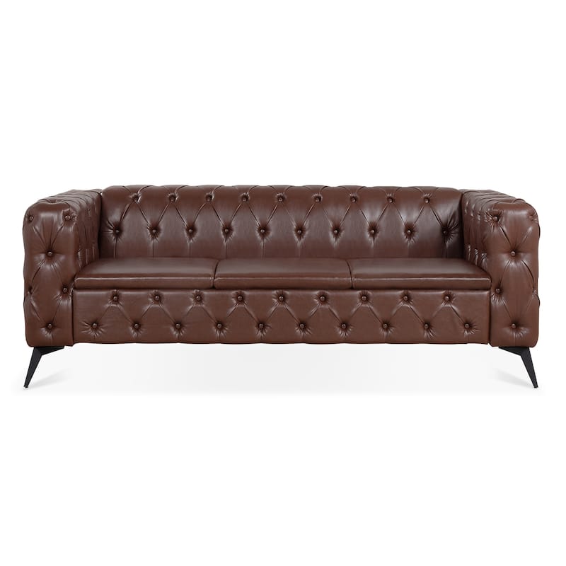 84.06Inch Width Traditional Square Arm removable cushion 3 seater Sofa