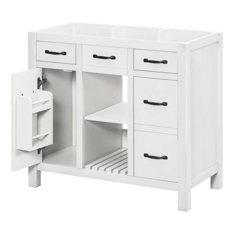 36" Solid Wood Frame Bathroom Cabinet