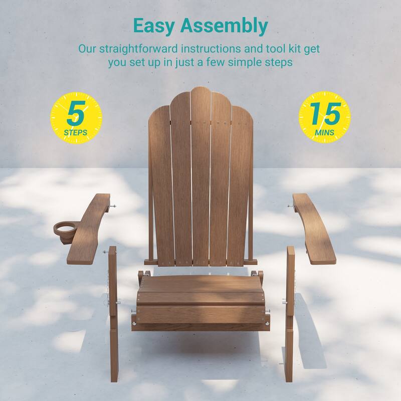 Foldable HDPE Adirondack Chair All-Weather W/ Cup Holder