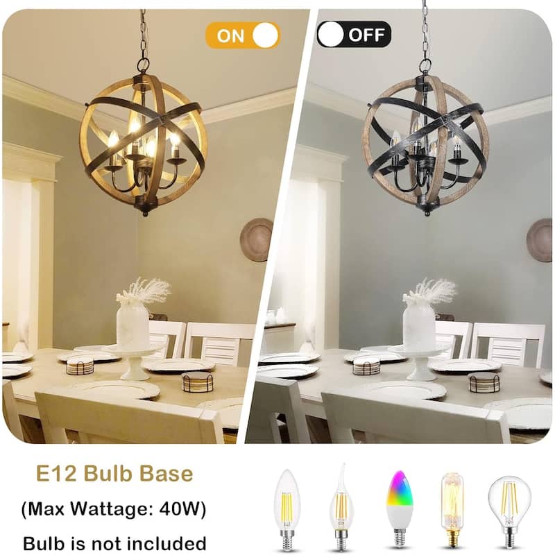 Farmhouse Chandelier Light Fixtures - Brwon