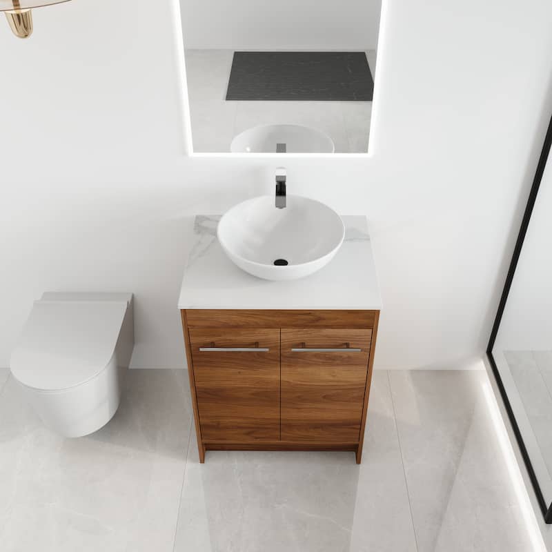 Malwee 24"/36"/48"/60" FreeStanding Bathroom Vanity, Floor Stand Bathroom Vanity with Ceramic Sink,Soft Close Door and Shelf