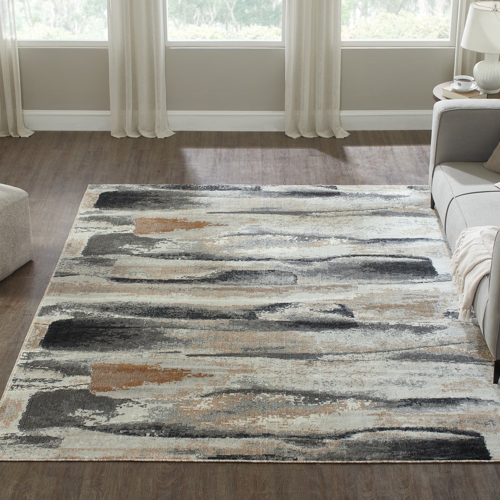 Midnight Charcoal Abstract Area Rug