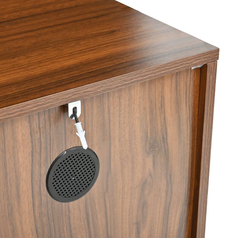 59.06" Modern Art Solid Wood Storage Cabinet with Iron Legs