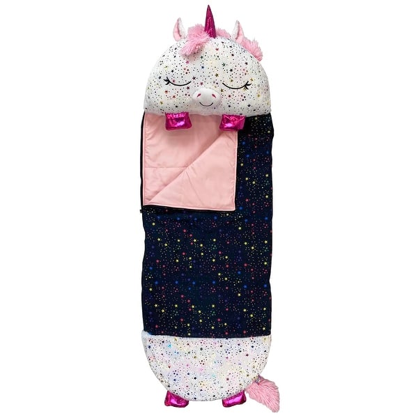 slide 2 of 6, Happy Nappers: Pillow & Sleepy Sack Large - Shimmer Unicorn -7+ Black